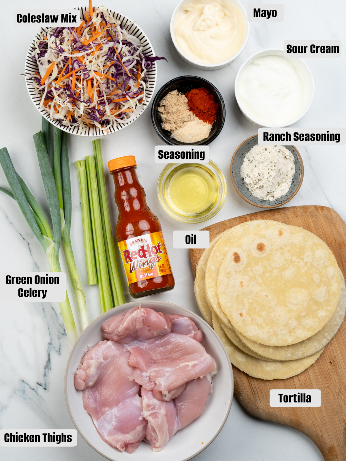 Ingredients for Buffalo Chicken Taco