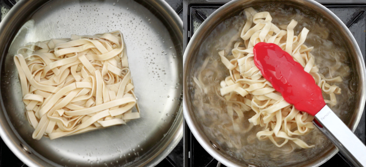 Cook egg noodles
