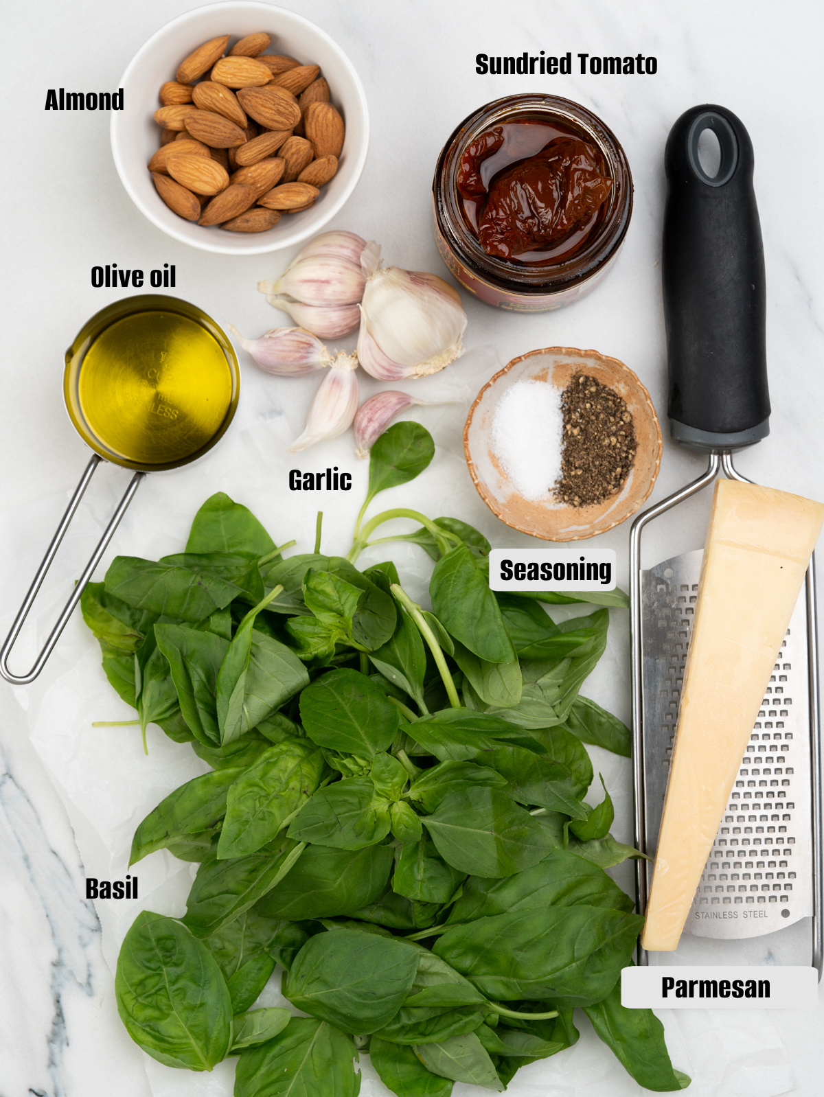 List of ingredients for pesto