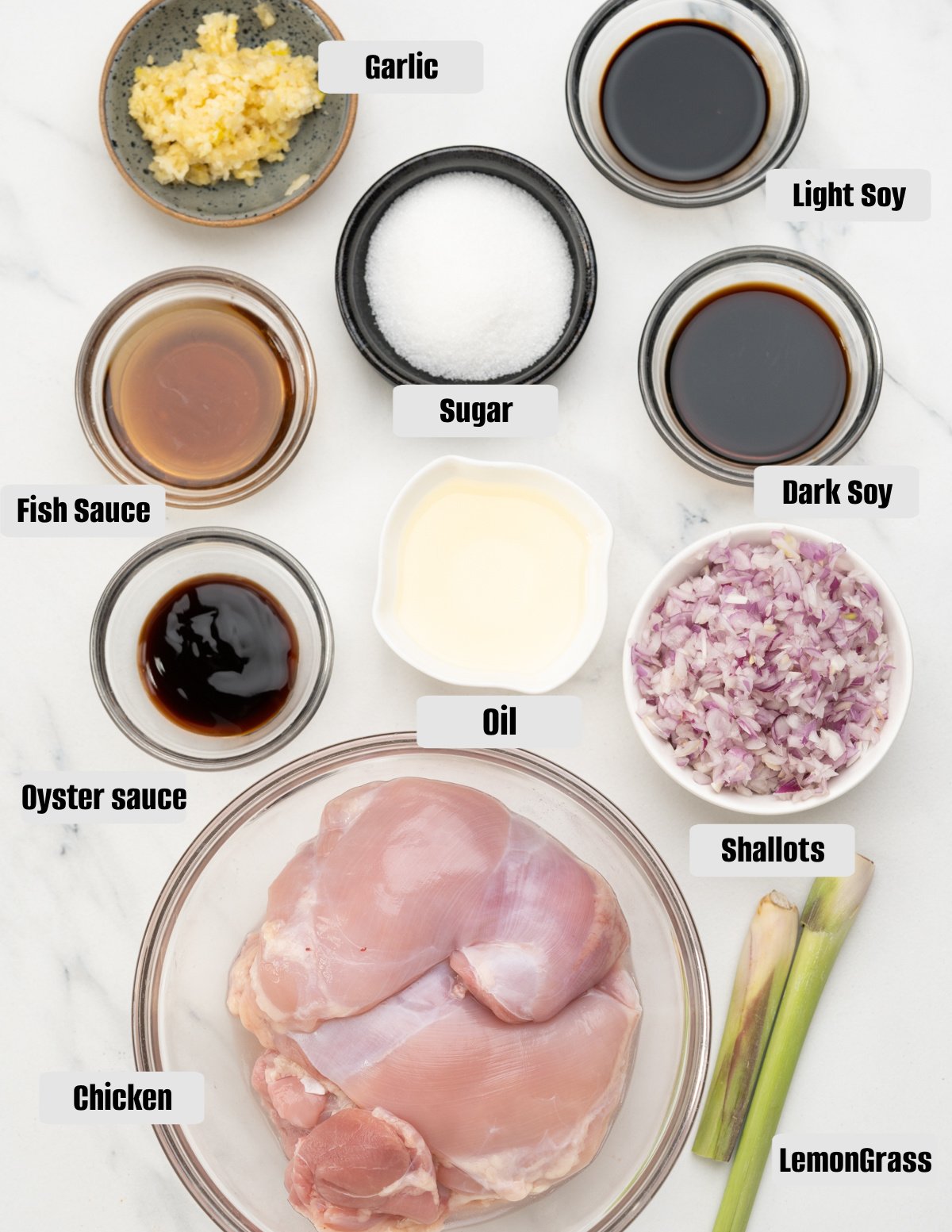Ingredients for marinating Vietnamese Chicken 