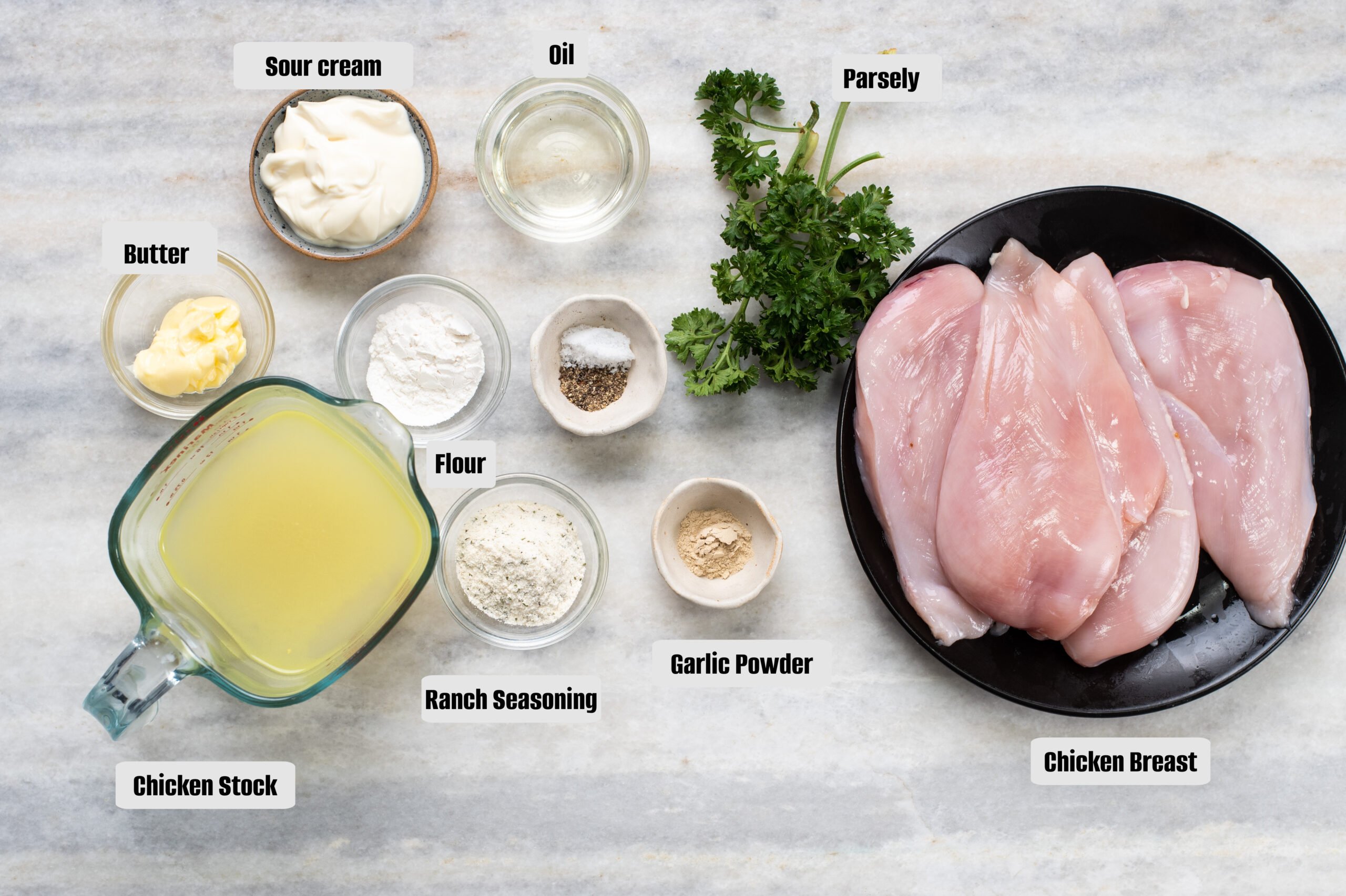 Ingredients for ranch chicken.