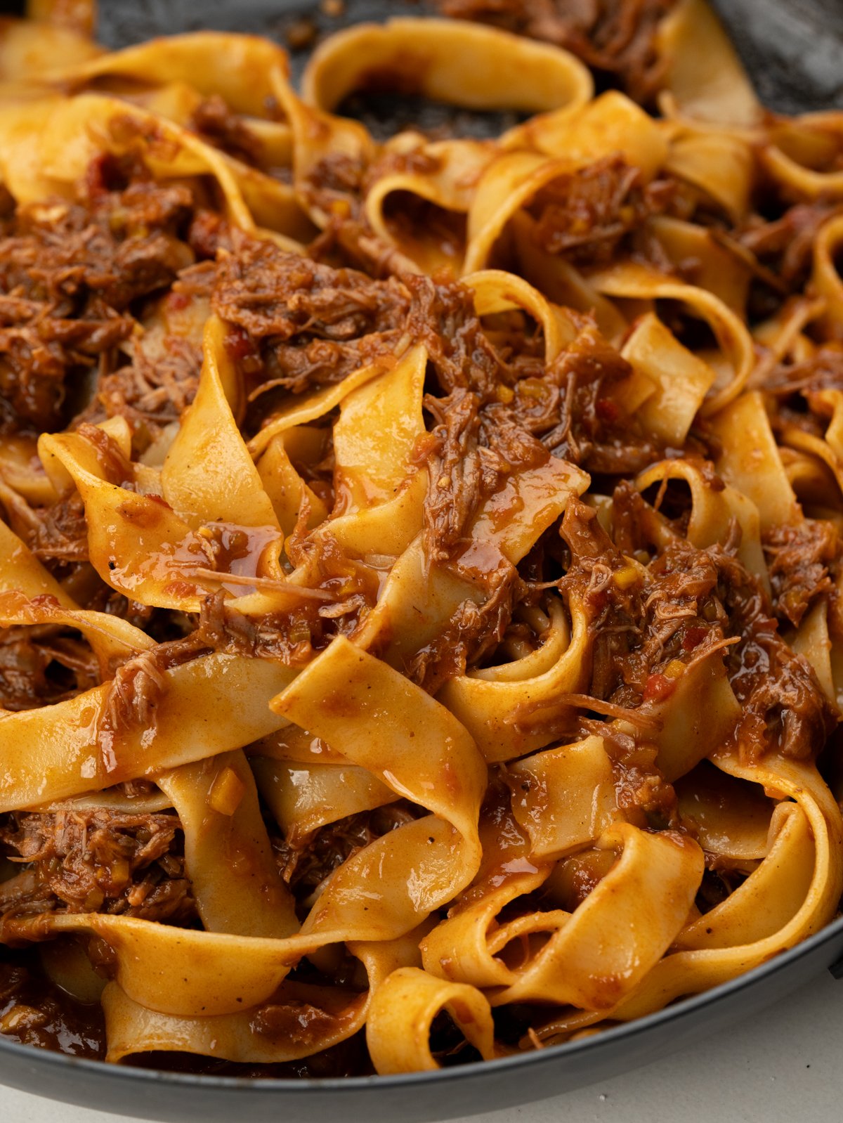 Braised lamb ragu with Pappardelle pasta.