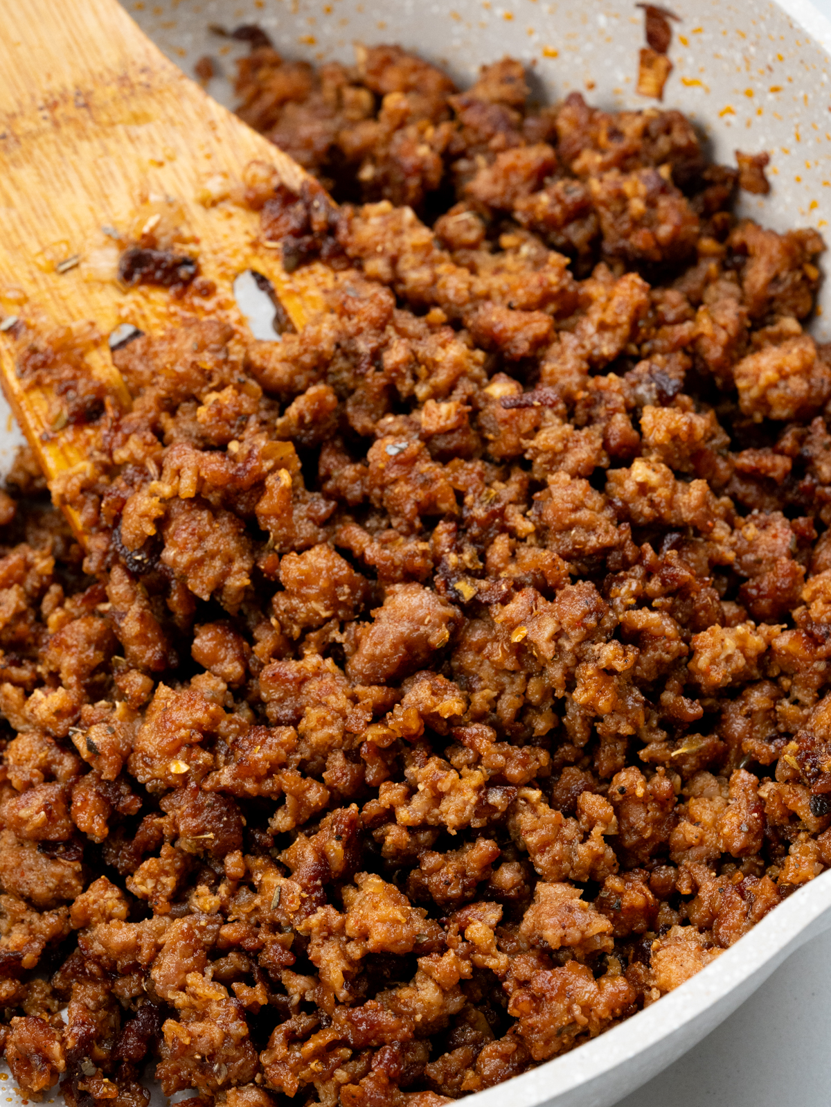 perfectly browned and juicy ground lamb in a Mediterranean spice blend.  