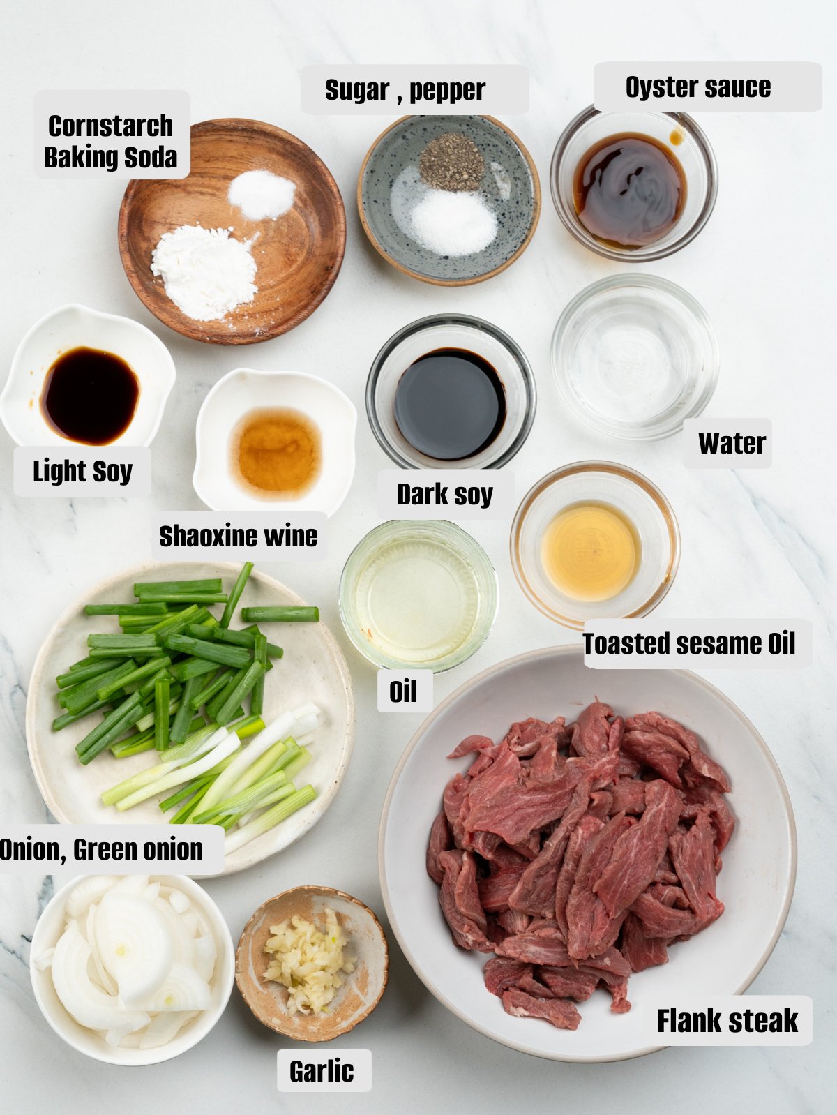 Ingredients for Flank steak stir fry