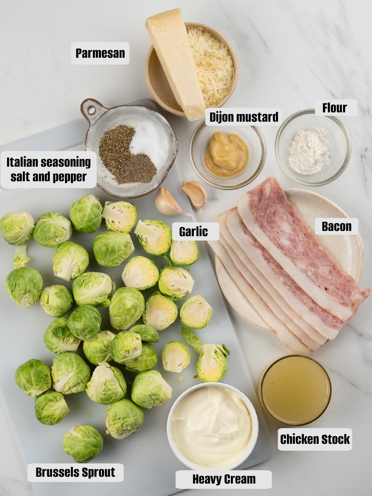 Ingredients for Brussels sprout with bacon 