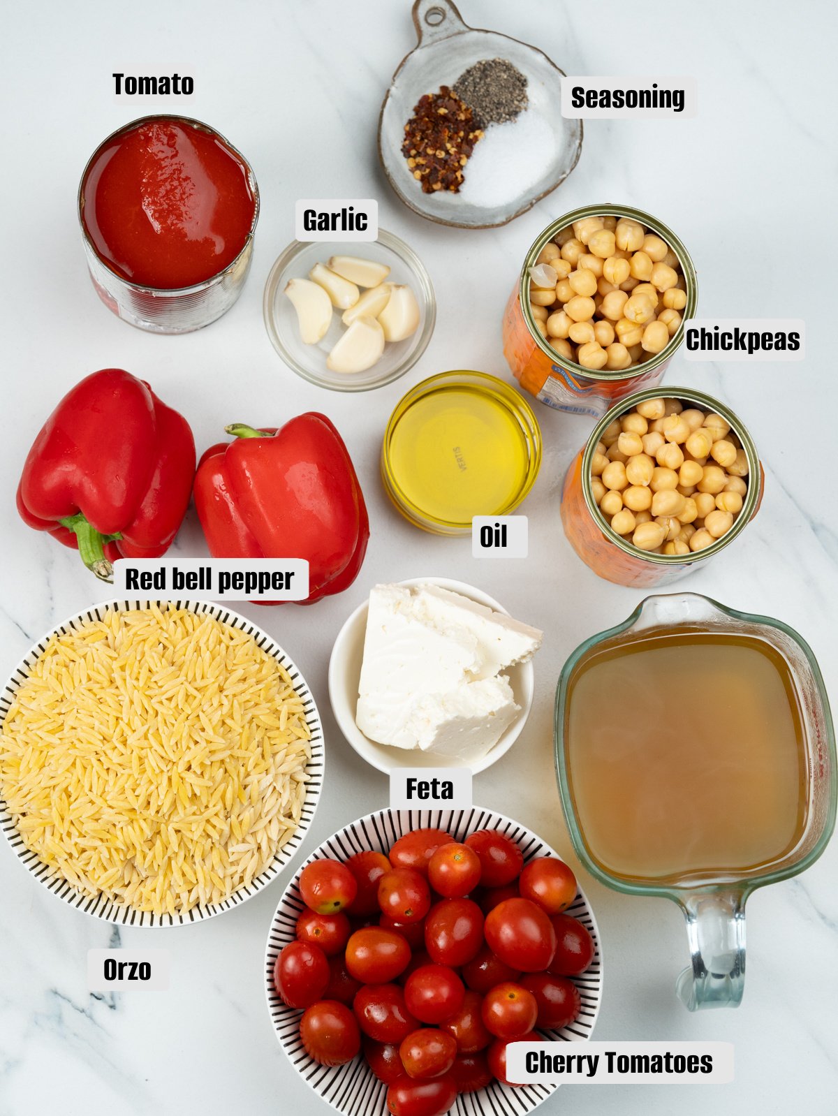 Ingredients for baked Orzo