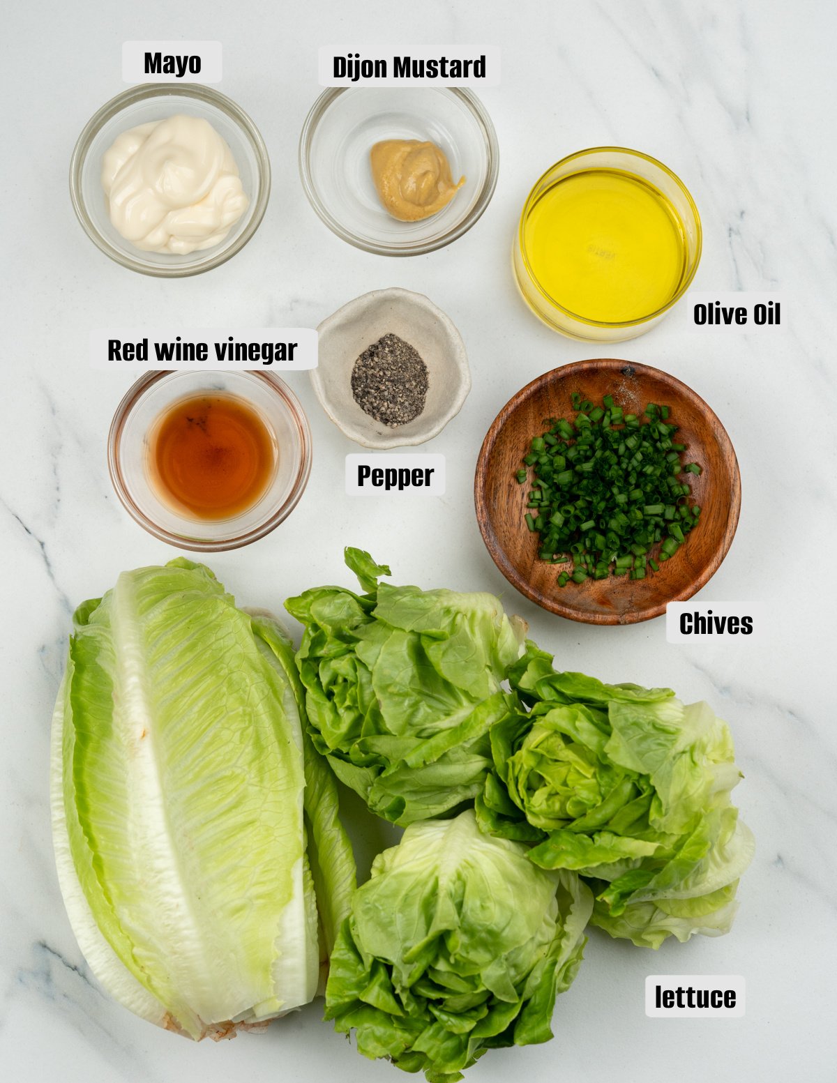 Ingredients for lettuce salad