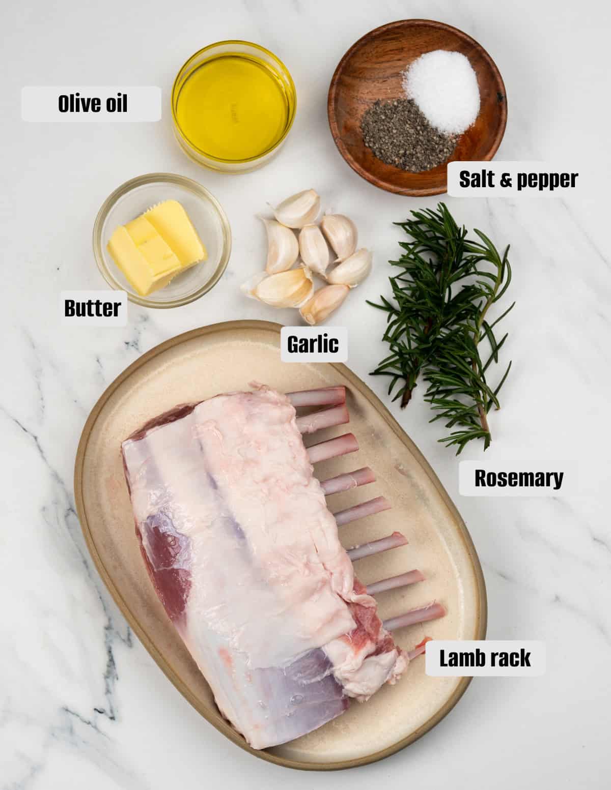 Ingredients for baked rack of lamb