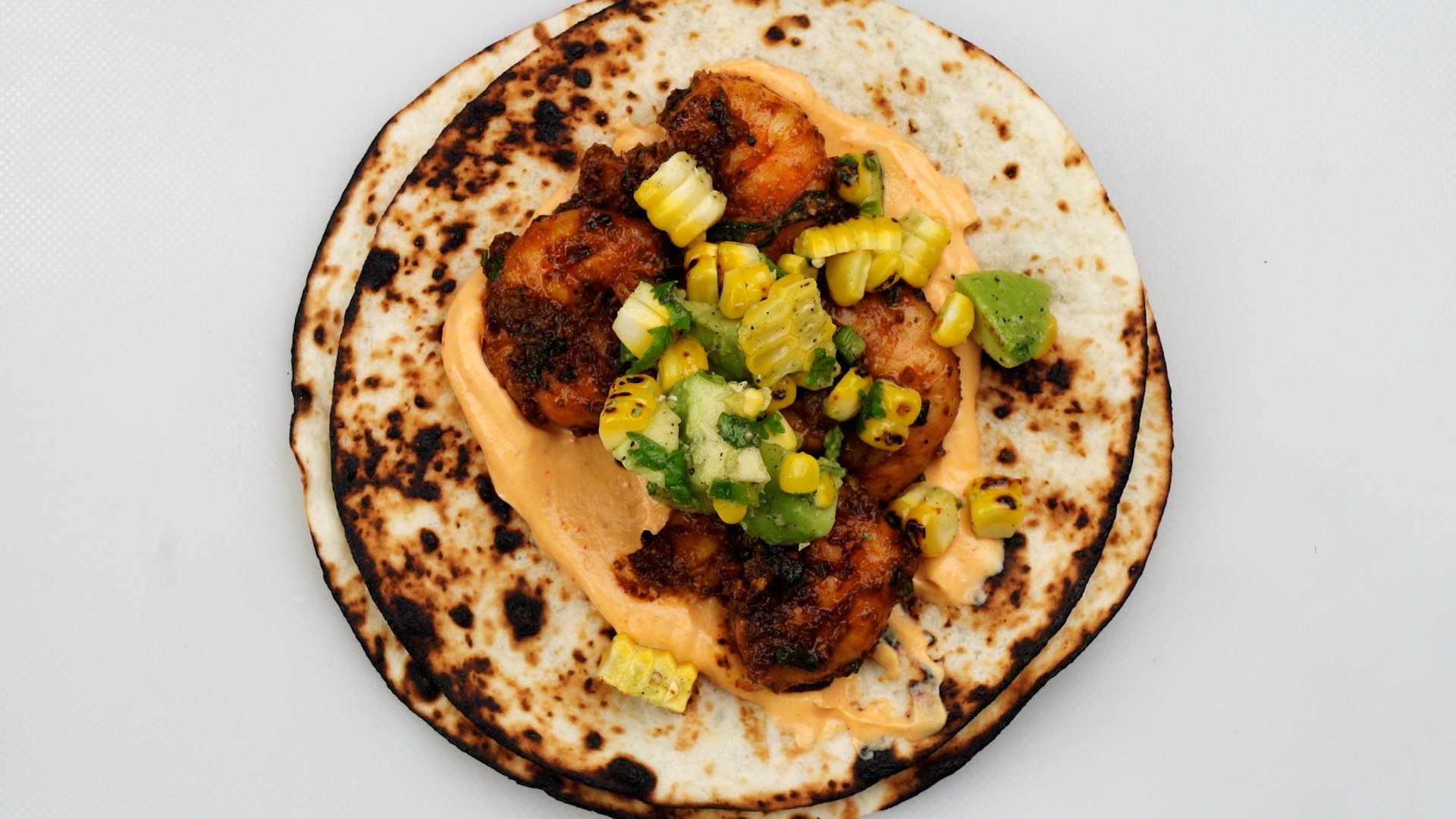 Shrimp taco assembled.