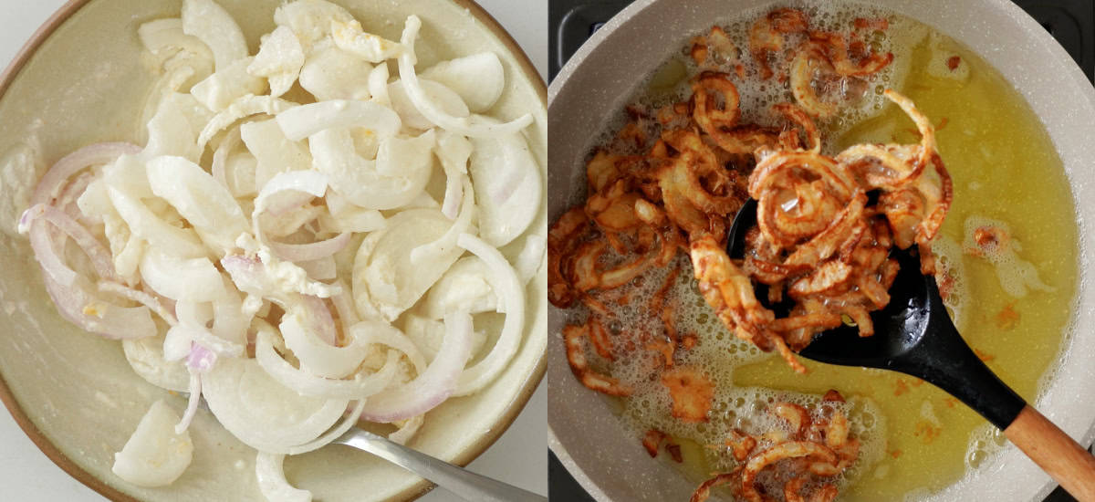 Making deep fried batter onion