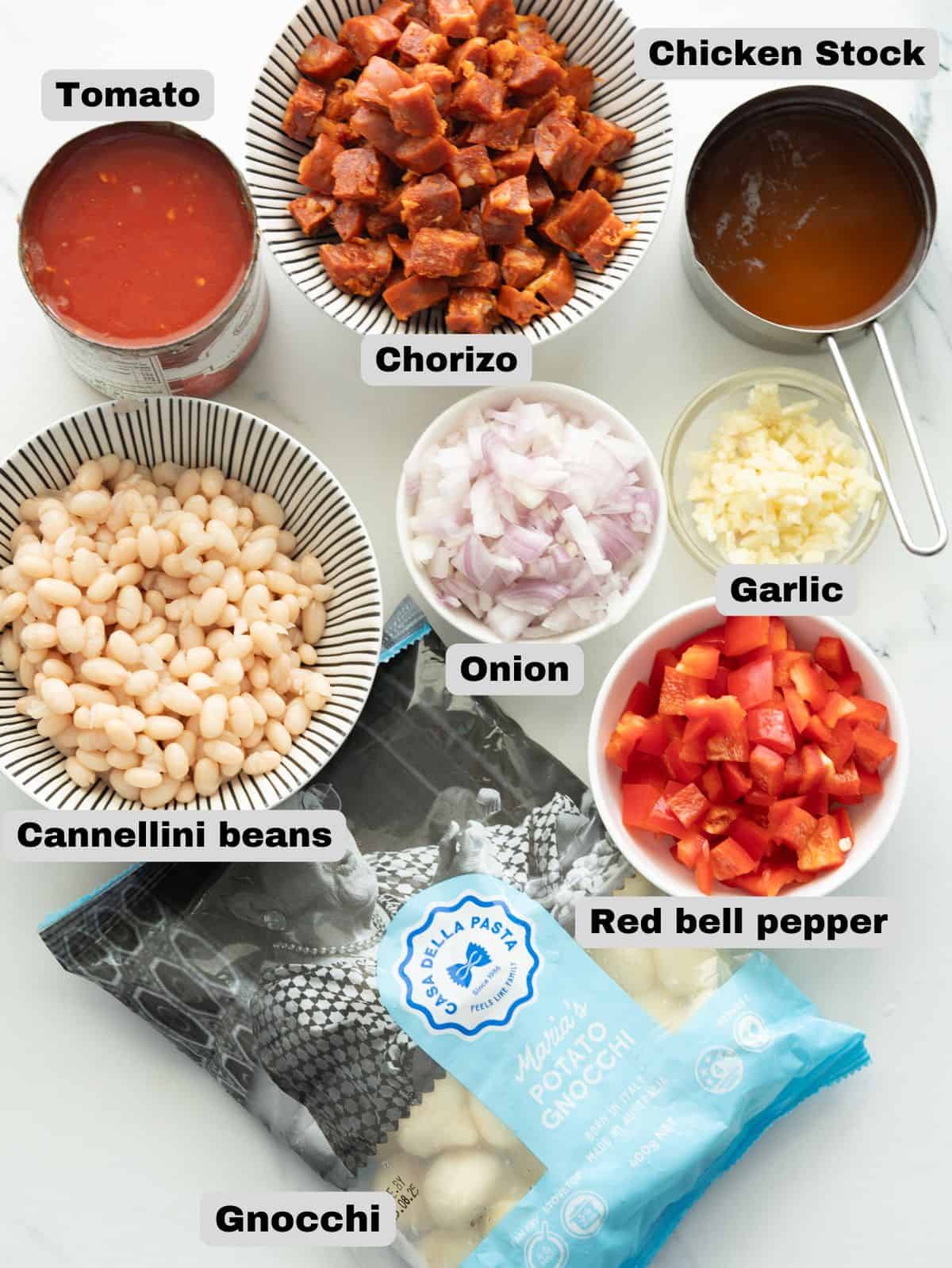 Ingredients for chorizo gnocchi
