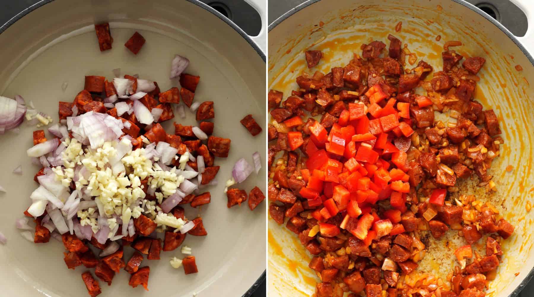 Steps to make chorizo gnocchi
